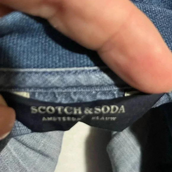 NWT Scotch and soda blue sweatshirt with chambray pleated back size 2 - Picture 4 of 7